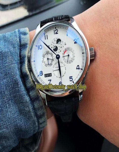 Calendrier perpétuel de Portugieser de haute qualité 503406 Réserve d'alimentation Cadraire blanc automatique 503404 MONTRE MENS 316lsteel Case en cuir SPO6526380