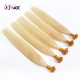 Hoge Kwaliteit Pre-Bonded Italiaanse Keratin Nail U Tip Menselijk Haarverlenging Blonde 613 Kleur Zwart Bruin 20 Kleur 100G 100Sstrands Braziliaanse Indische Peruviaanse Maleis