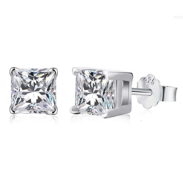Boucles d'oreilles en diamant en argent sterling en argent sterling de la loisemite de haute qualité.