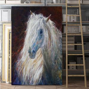 Haute qualité impression peinture à l'huile toile colorée cheval plume Art imprime photo belle œuvre d'art pour salon