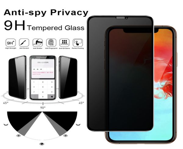 Verre trempé de confidentialité de haute qualité pour iPhone X XS Max XR 8 Plus Protecteur d'écran anti-espion Dureté 9H Couverture complète sans emballage 5055375