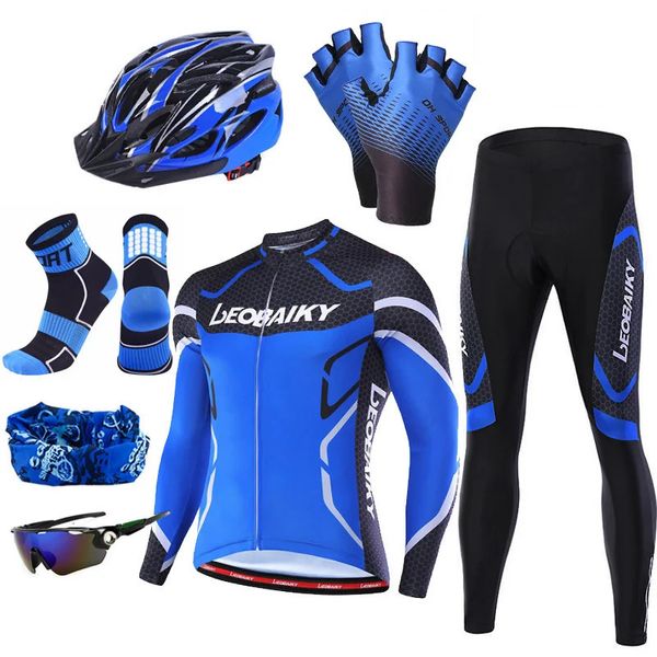 Haute qualité Pro vélo Jersey manches longues ensemble hommes vélo vêtements vtt Cycle Wear 3D rembourré vêtements de sport respirants kits complets 240116