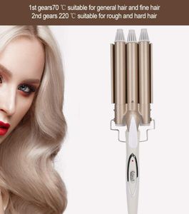Haute qualité professionnel 110220 V fer à friser les cheveux en céramique Triple baril bigoudi cheveux Waver outils de coiffure Styler1341207