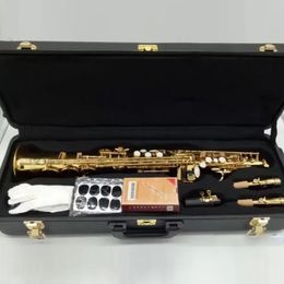 Hoogwaardige professionele sopraansaxofoon jazzinstrument split tube body messing vergulde professionele toon saxo sopraan 00