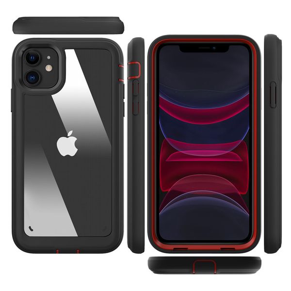 Coque de protection 3 en 1 de haute qualité, étui de protection robuste pour iphone 6 7 8 plus, étuis à cadre en tpu coloré en acrylique cristal