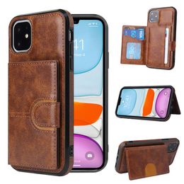 hoge kwaliteit pu lederen portemonnee telefoon gevallen voor iphone 13 12 pro max 11 xs xr x 7 8 samsung note20 ultra plus dunne draagbare houder kickstand cover met kaartsleuf case