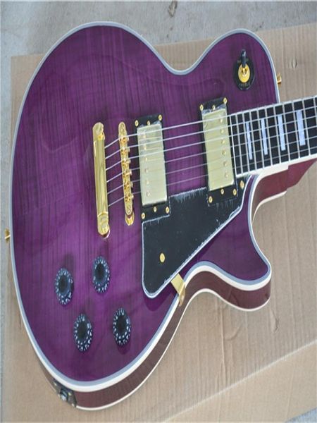 Instruments de musique à érable électrique de haute qualité Purple Maple Hardware Gold Picture Live Picture Affichage 6543005