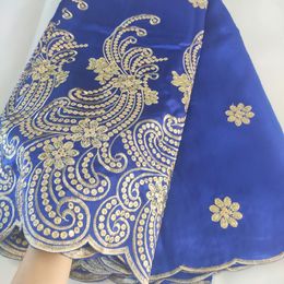 Hoge kwaliteit paarse George Lace African Fabric Raw Silk Borduurwerk Frans Net Doek 5 yards TULLE ZWISSE VOILE LAATS FAART 2023