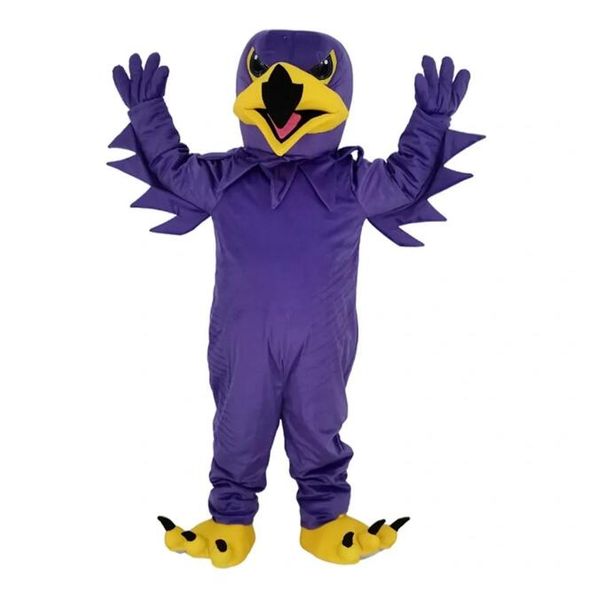 Costume de mascotte d'aigle de nuit violet de haute qualité, Costume de faucon