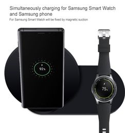 Hoge kwaliteit Qi snelle draadloze oplader 2 in 1 voor Samsung Galaxy S9 S8 S10 note 10 is 98 snel opladen voor Samsung gear S3 S4 charg2933177