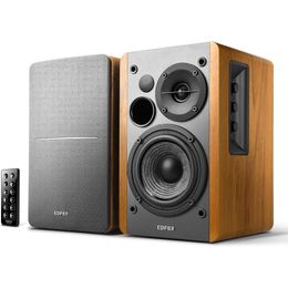 Hoogwaardige R1280DB aangedreven Bluetooth -boekenplank luidsprekers met optische input en draadloze studiomonitors - 4 inch nabij veldluidspreker - 42W rms - houtkorrelontwerp