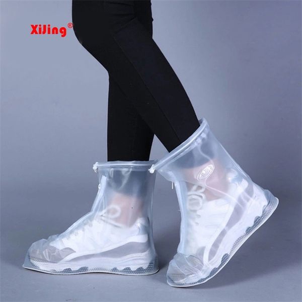 Rain de haute qualité Bottes étanches à couverture talons Bottes hommes Chaussures réutilisables pour femmes, imperméable épaisseur plus épais non-glipage Couverture de chaussures T200328