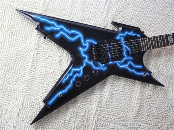 Guitare électrique razorback de haute qualité Chine OEM Lightning Graphics Guitar peut être personnalisé pour la main gauche2169267