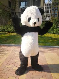 Hoogwaardige echte foto's Deluxe schattige panda mascotte kostuum mascotte cartoon karakter kostuum volwassen grootte