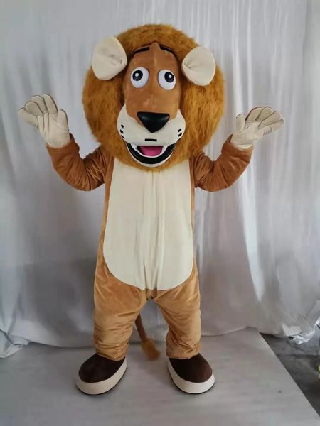 Disfraz de mascota de león con imágenes reales de alta calidad para fiesta, disfraces de mascota de personaje de dibujos animados para apoyo