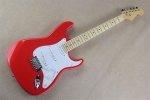 Guitare électrique rouge de haute qualité, corps en tilleul, manche en érable, matériel chromé