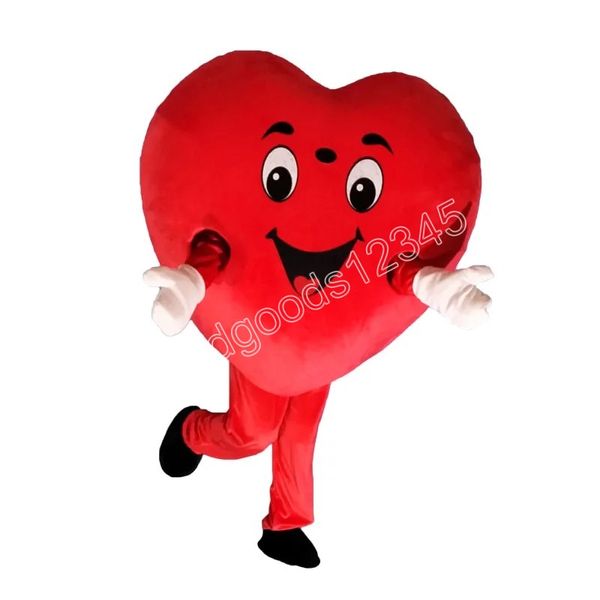 Costumes de mascotte d'amour de coeur rouge de haute qualité Halloween robe de soirée fantaisie personnage de dessin animé carnaval noël publicité Costume de fête d'anniversaire tenue