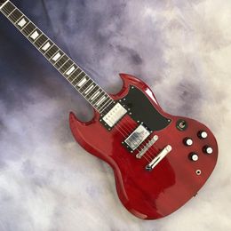 Guitare électrique SG rouge de haute qualité, matériel chromé, pick-up HH, livraison rapide