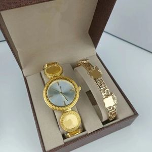 hoge kwaliteit reloj horloges 2 stuks set diamant vrouwen luxe horloges vintage gouden horloge dames pols strass cadeaus voor vrouwen armband met doos