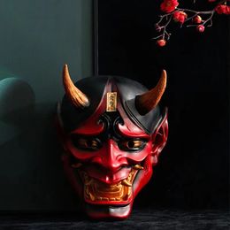 Hoge kwaliteit hars Prajña Masker Helm Demon Japanse Anime Ghost Warrior Redfaced Shura ninja FullFace Script Kill 240122