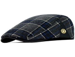 Retro volwassen baretten van hoge kwaliteit mannen wollen plaid cabbie flatcap hoeden voor dames