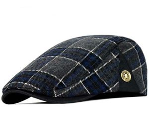 Bérets pour adultes rétro de haute qualité Men de laine Plaid Cabbie Flatcap Hats pour femmes039 CAPS NEWSBOY Ship5726572