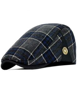 Hoge Kwaliteit Retro Volwassen Baretten Mannen Wol Plaid Cabbie Flatcap Hoeden voor Women039s Krantenjongenspetten ship5798081