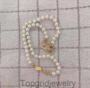 Hoge kwaliteit Rhinestone satelliet hanger Women Orbit Pearl Chain Necklace Fashion Sieraden voor cadeaupartij1898026