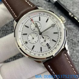 Hoge Kwaliteit Rechterhand AAA Horloges Heren Premier 42MM Zwarte Wijzerplaat Japan Beweging VK Horloge Quartz Chronograaf Lederen Band Floding Sluiting Heren Jurk Op Fast Track Pols