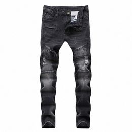 Jeans déchirés de haute qualité pour hommes Fi Patchwork Moto Jeans 2020 Nouveaux pantalons pour hommes Slim Fit Jeans Marque Hommes Biker Denim Jean hommes E0zt #