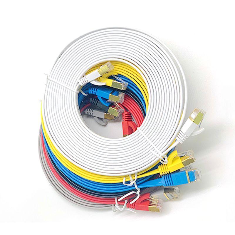 Hochwertiges RJ45-Kabel mit 7 Kategorien, flach, Cat 7, 10 G, vergoldeter Hochgeschwindigkeitsstecker, 30 Meter, für Laptop/Router/Switch, weiß, schwarz, blau, rot, 4 Farben auf Lager