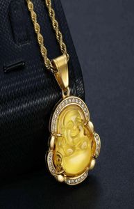 Collar colgante de borde de la cadena de cuerda de alta calidad Multi color Religio Religioso Jade Natural Buddah Buddha Collar239997160194