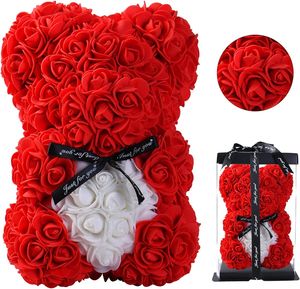 Fleurs artificielles de Rose ours de haute qualité Rose Bear Bours des cadeaux de la Saint-Valentin pour la femme maman ou les cadeaux pour enfants