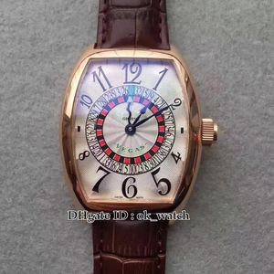 Hoge kwaliteit Rose Gold Case Brown Dial 8880 Vegas Edition Speciale Munegu Cal.SK Automatische Herenhorloge Lederen Strap Gents Nieuwe Horloges