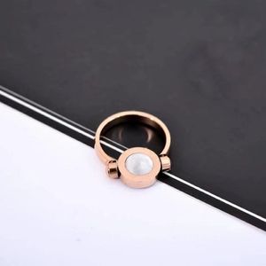 Hoogwaardige roségouden dubbelzijdige rotatie met zijstenen ringen Mode dame creatieve flip-ring Stuur originele geschenkdoos261H