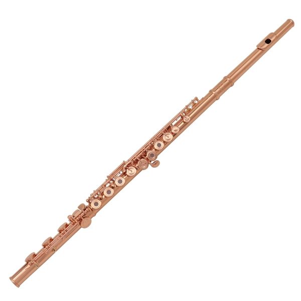 Flûte française plaquée or rose de haute qualité, 17 touches, trou ouvert, pied b, avec boîte