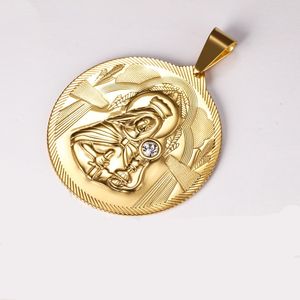 Haute qualité de forme ronde la religion chrétienne pendentif collier en acier inoxydable la vierge marie fille catholique charme Madonna pendentifs bijoux pour femmes