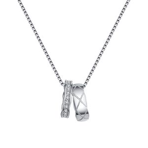 Hoge kwaliteit S925 sterling zilver Crush Diamond patroon luxe ontwerper twee cirkels hanger choker ketting voor vrouwen minimalistische stijl