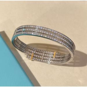 Haute qualité S925 en argent sterling maison série e bracelet en diamant à quatre rangées extrémité complète grand style de mode luxe léger et polyvalent