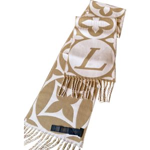 Hoge kwaliteit sjaals designer dames luxe winter Pashmina Sarongs sjaal poncho website 1:1 versie Wol Bufanda Khaki Klassiek klavertje vier patroon M77856