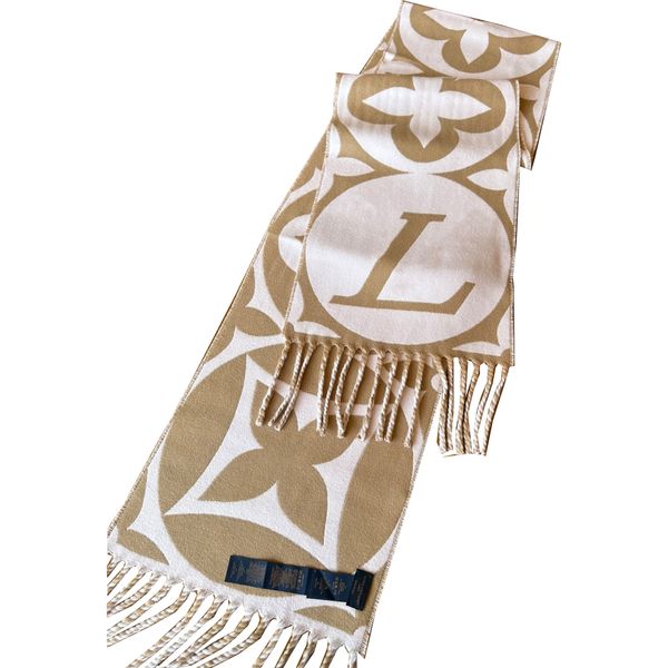 Foulards de haute qualité designer femmes luxe hiver Pashmina Sarongs châle poncho site version 1: 1 laine Bufanda Kaki classique motif de trèfle à quatre feuilles M77856