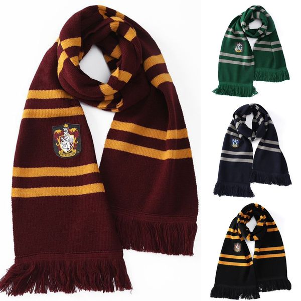 Escuela de magia de bufandas de alta calidad Slytherin Ravenclaw Hufflepuff Bordado de bordado Asistente de la universidad Cosplay Cosplay