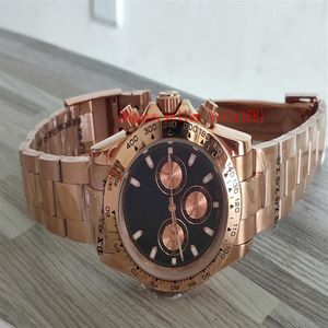 Vente de haute qualité Men de luxe Regard de gamme 40mm 116505 18K Gold Rose Everose No Chronograph Mécanique Automatique Mens Business Wat273O