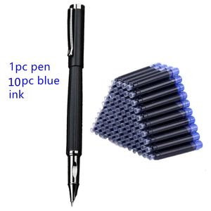 Ensemble de haute qualité 727 stylo plume stylos à encre en métal givré noir F Nib convertisseur remplissage bureau d'affaires fournitures scolaires écriture 240306