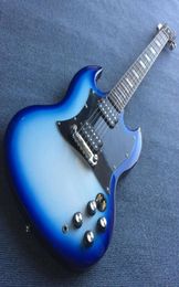 Guitare électrique SG de haute qualitéCorps et manche en acajouTouche en palissandreEntouré de bleu1811091622571