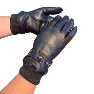 Guantes de piel de oveja de alta calidad Guante de Cachemira cálido para hombre Accesorios de conducción de motocicletas al aire libre de invierno Suministros de diseñadores famosos