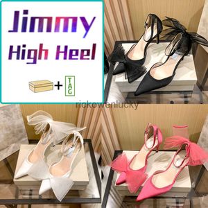 hoge kwaliteit schoenen Jimmy Hoge Hak Geklede Schoenen Heren Dames Londen Bruiloft Schoen Puntige Tenen Latte Zwart Fuchsia Strikje Designer Dame Sneaker 10cm Hakhoogte