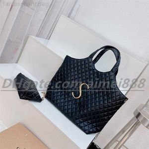 Bolso de compras de alta calidad hecho de cuero de cordero acolchado color blanco y negro bolso de ocio de gran capacidad para mujer w323x