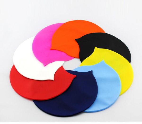 Material de silicona de alta calidad, orejeras, gorro de natación, temporada de verano, gorros de piscina unisex para hombres y mujeres, gorros de baño de látex