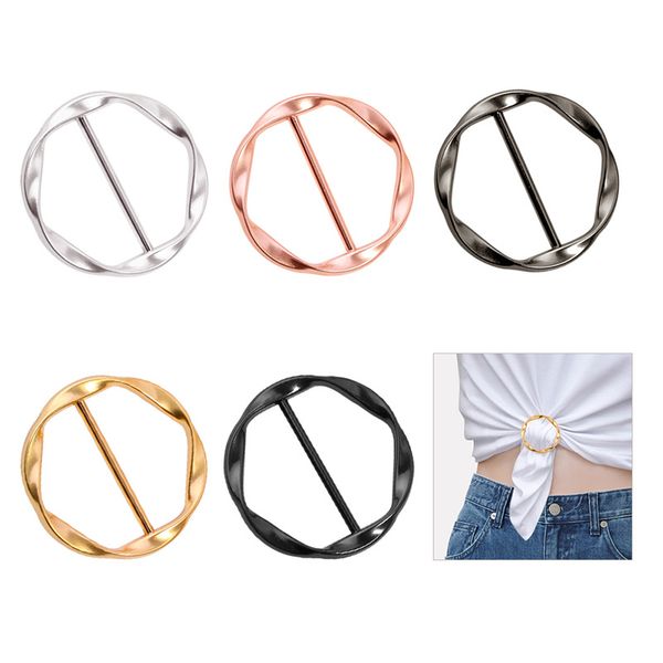 Alta calidad bufanda de seda anillo Clip camiseta Clips de corbata para mujer moda Metal redondo círculo Clip hebilla anillo para ropa